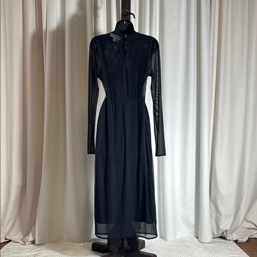 The Drop Women's Gene Mesh Long-Sleeve Midi Dress with Open-Back Size M - Picture 8 of 11